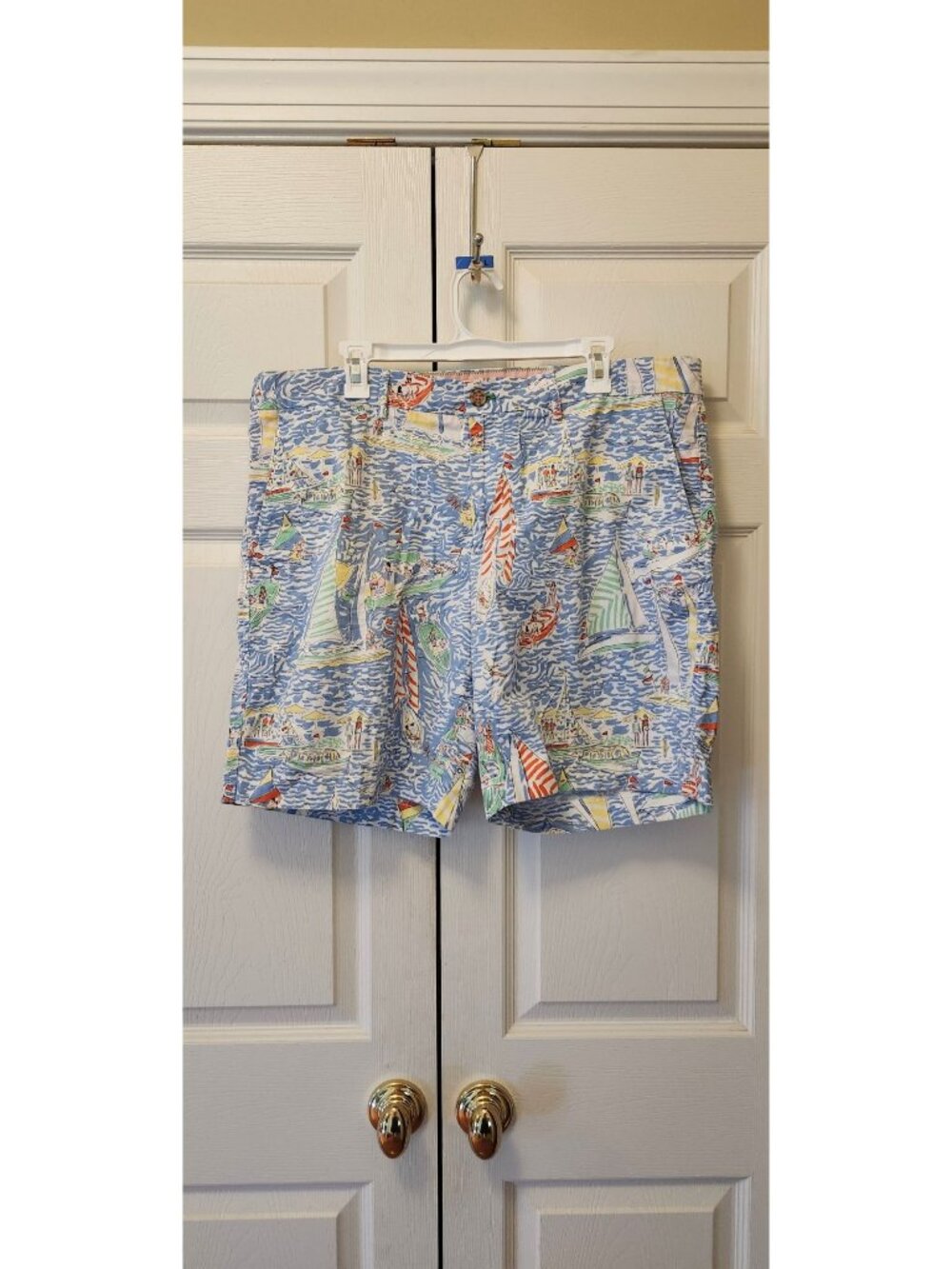 Men Lilly Pulitzer Get Nauti Nautical Sailboat Blue Bermuda Fitz Shorts Size 38